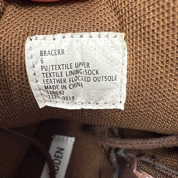 Steve Madden Brown Faux Leather Lace Up Side Zip Ankle Boots Kids Size 6 - Picture 3 of 12